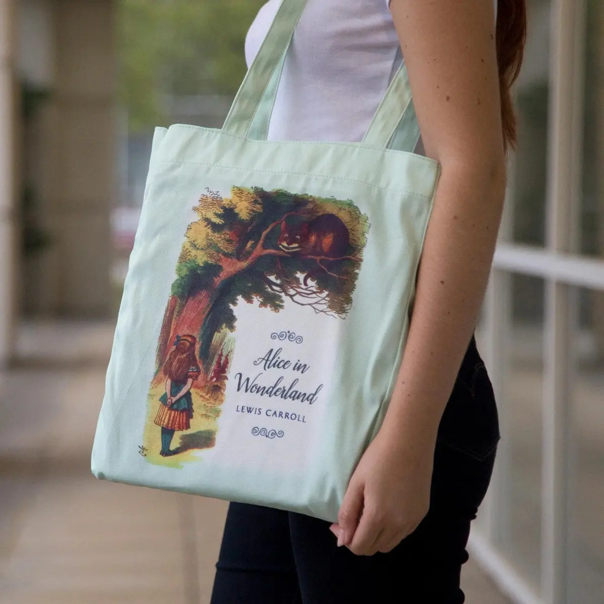 Alice Turquoise Book Tote Bag 1